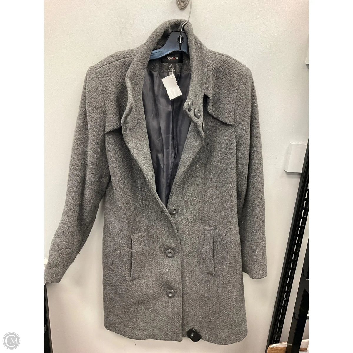 Coat Wool By Style And Company In Grey, Size: S