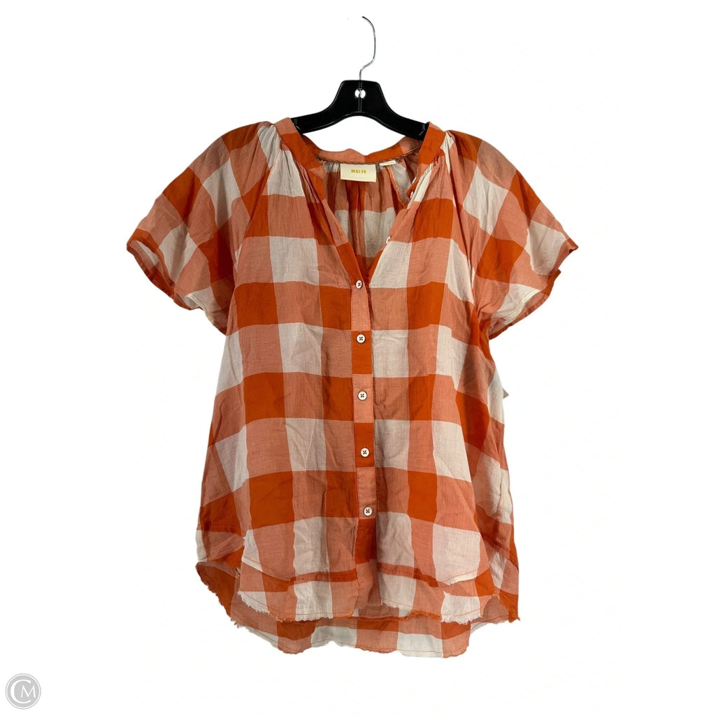 Top Short Sleeve By Maeve In Orange & White, Size: M