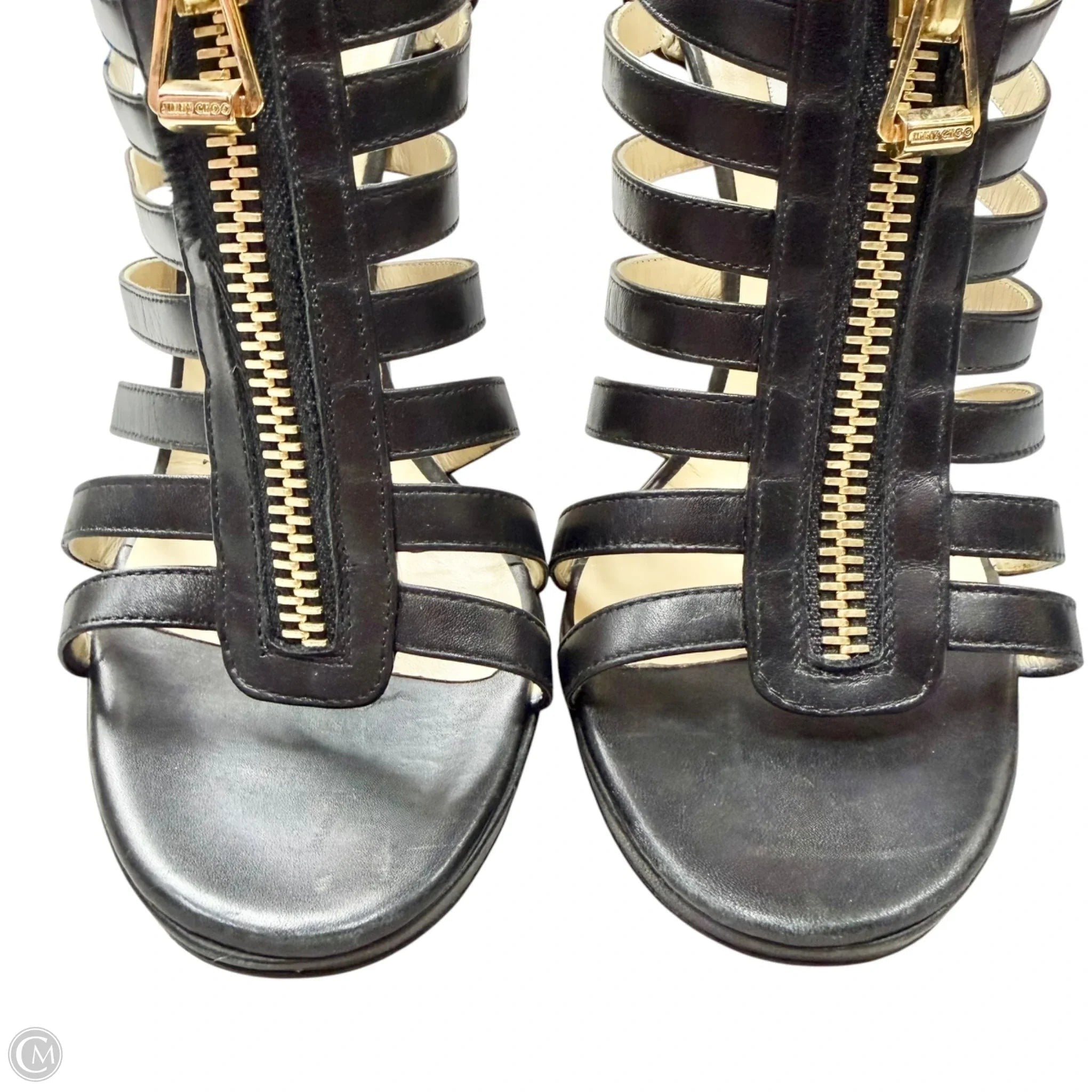 Sandals Luxury Designer By Jimmy Choo In Black, Size: 7.5