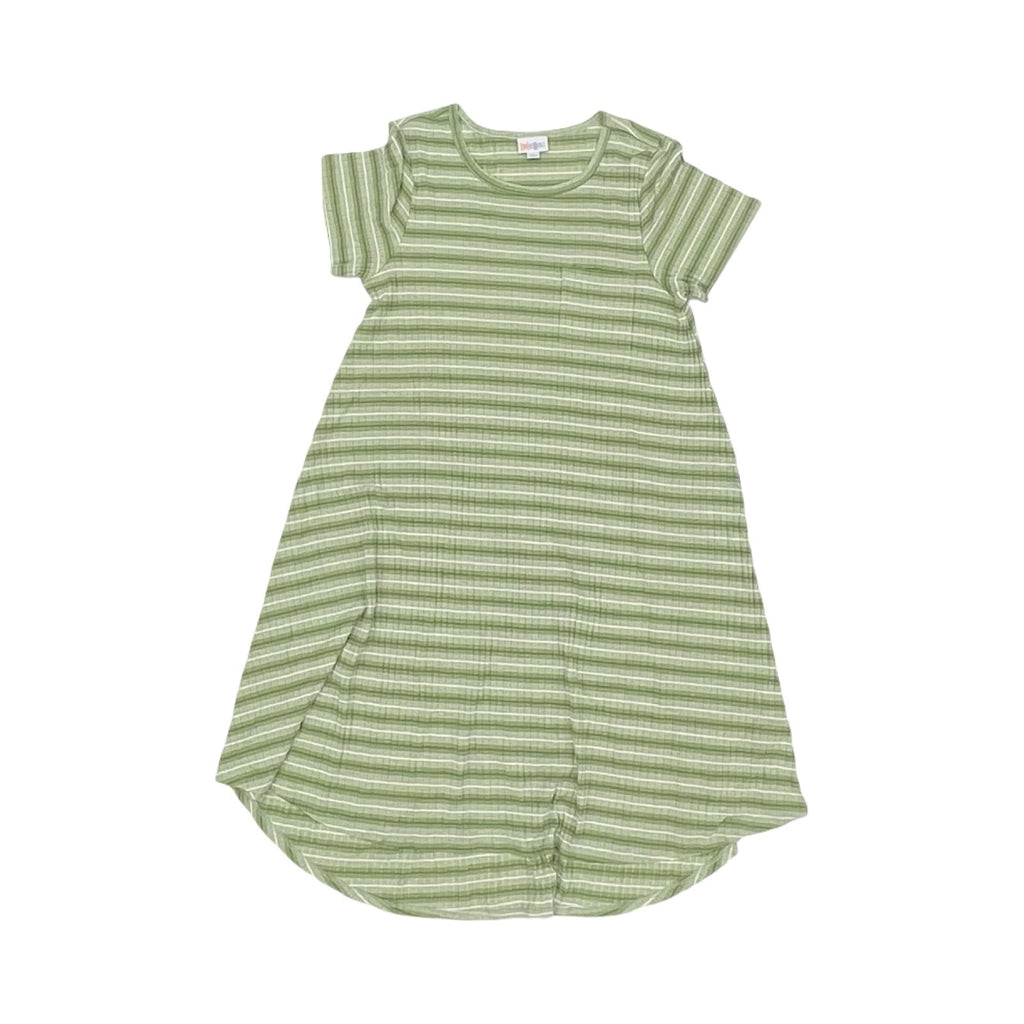 Dress Casual Midi By Lularoe In Green & White, Size:L