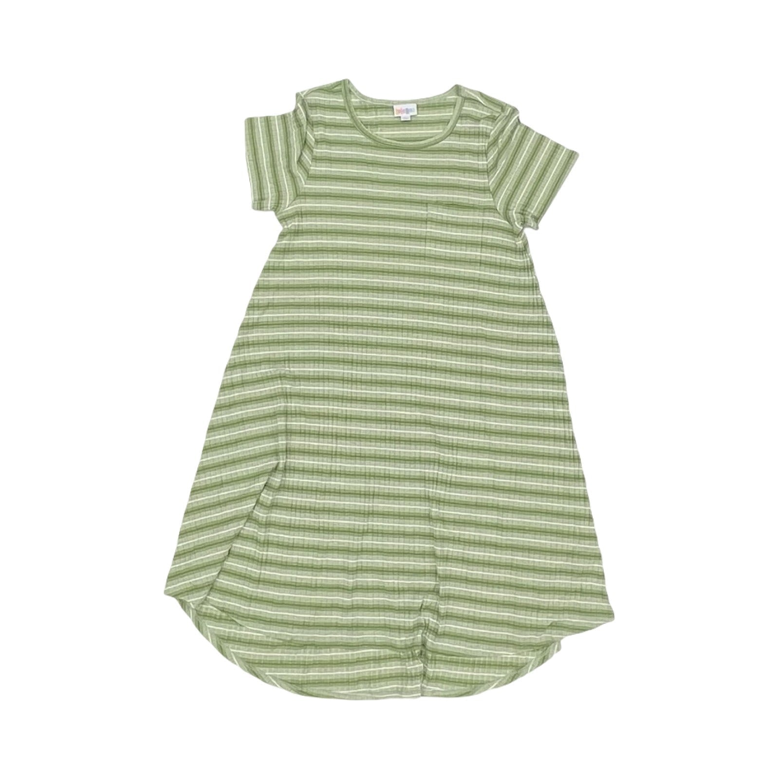 Dress Casual Midi By Lularoe In Green & White, Size:L