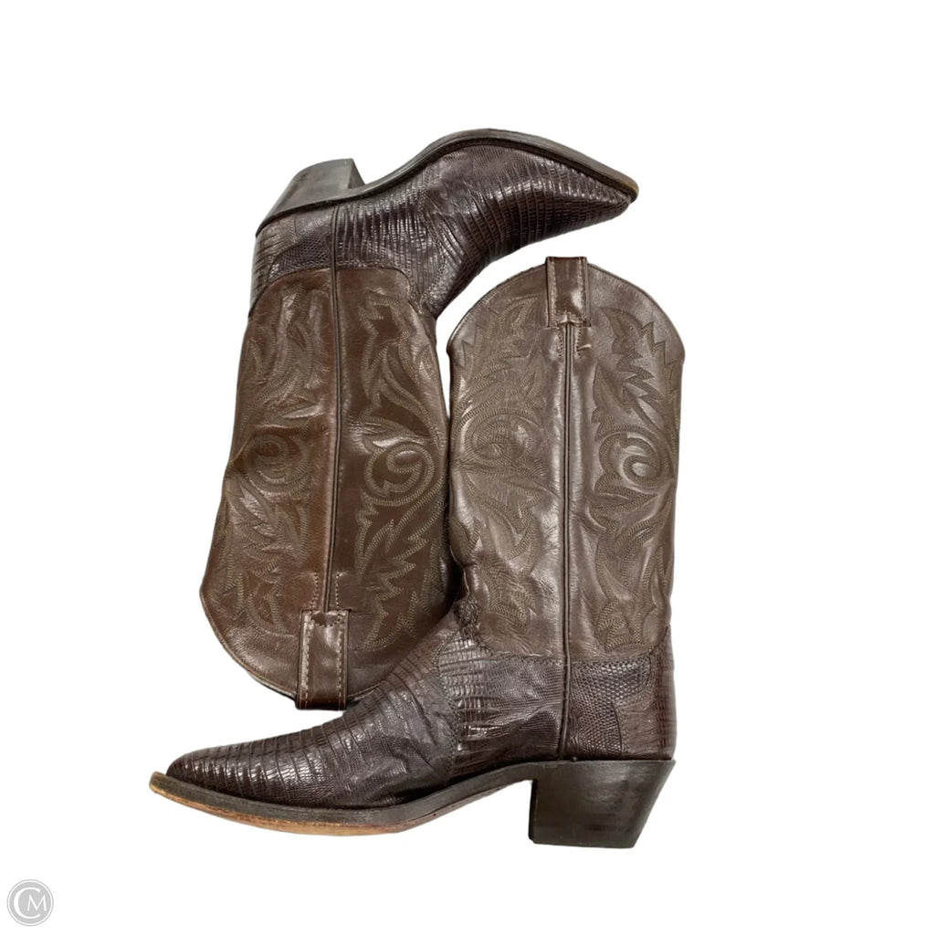 Boots Mid-calf Heels By Clothes Mentor In Brown, Size: 6.5