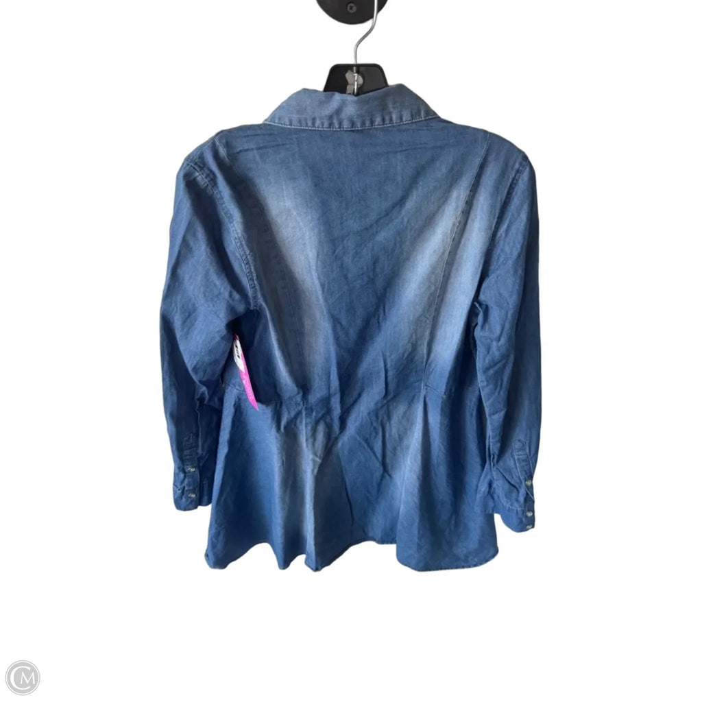 Top Long Sleeve By Vintage America In Blue Denim, Size: S