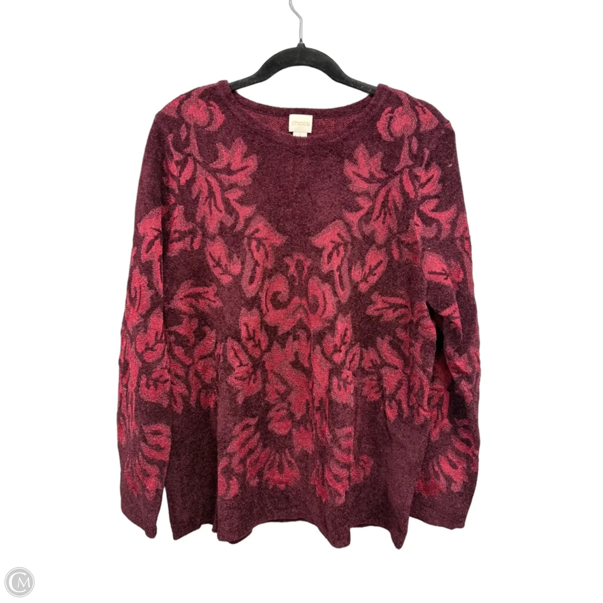 Sweater By Chicos In Maroon, Size: Xl