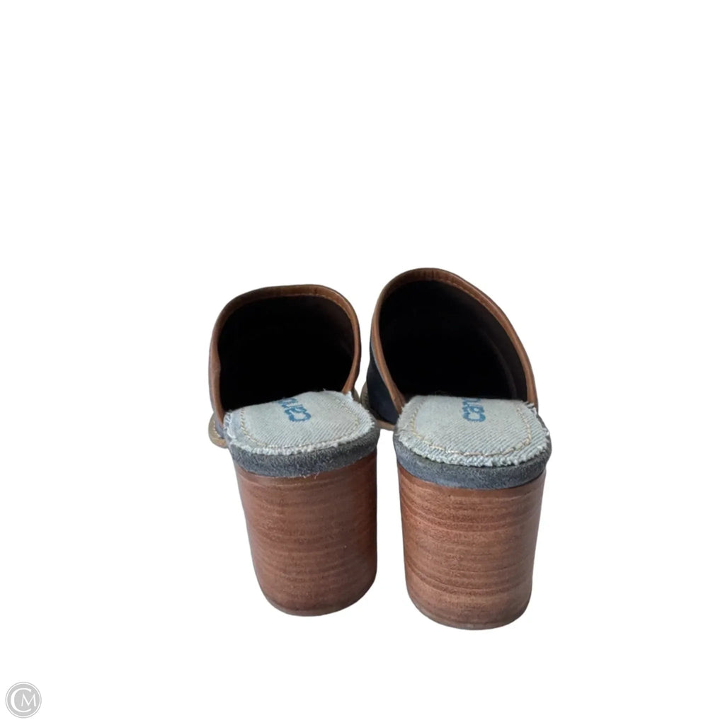 Boots Ankle Heels By Candies In Blue & Tan, Size: 6.5