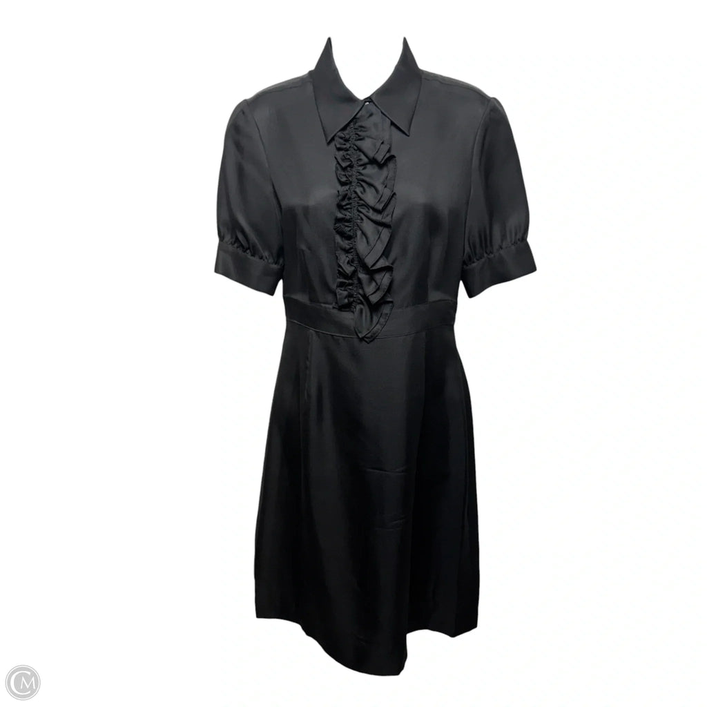 Ruffle Front Silk Dress Designer By Tory Burch In Black, Size: 4