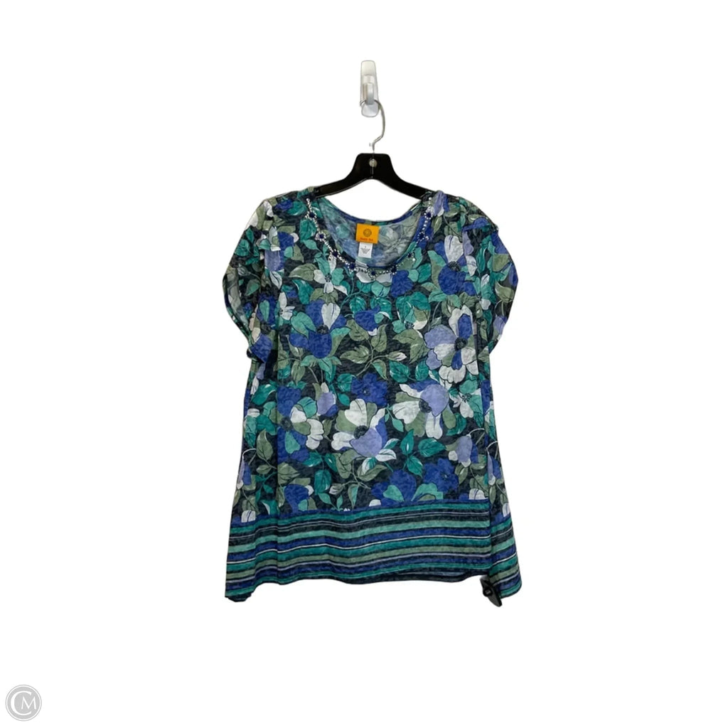 Top Short Sleeve By Ruby Rd In Blue, Size: L
