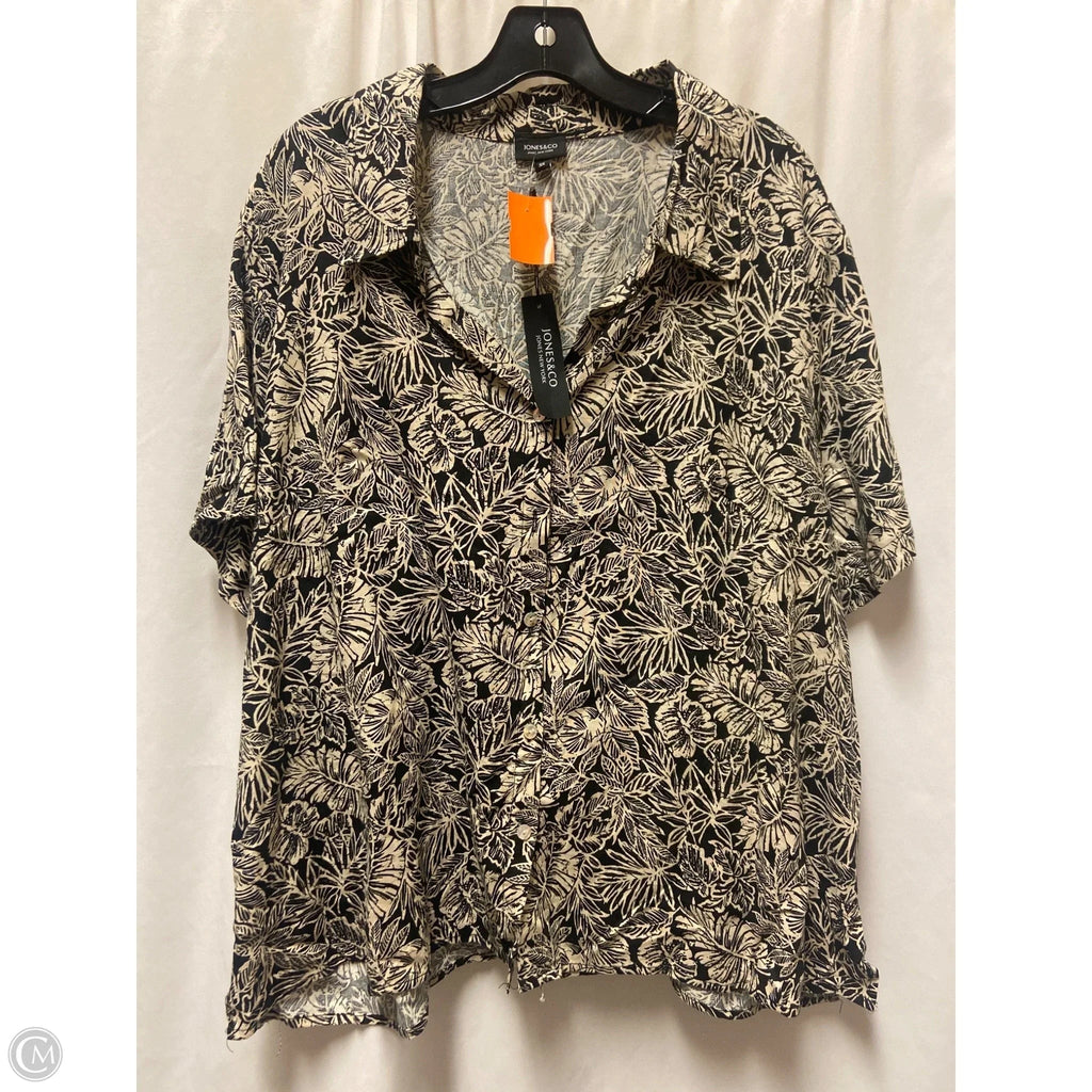 Top Short Sleeve By Jones And Co In Beige, Size: 3x