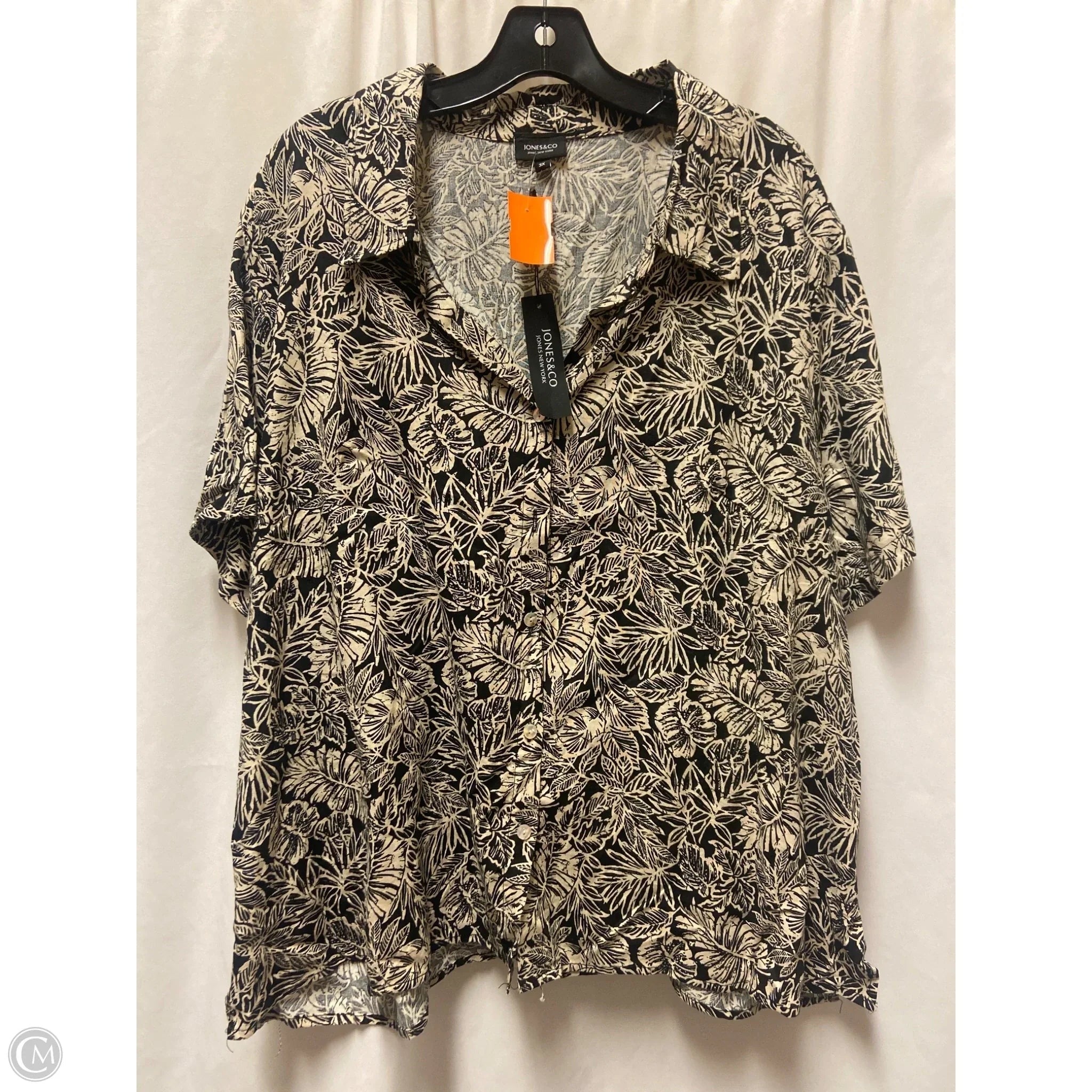 Top Short Sleeve By Jones And Co In Beige, Size: 3x