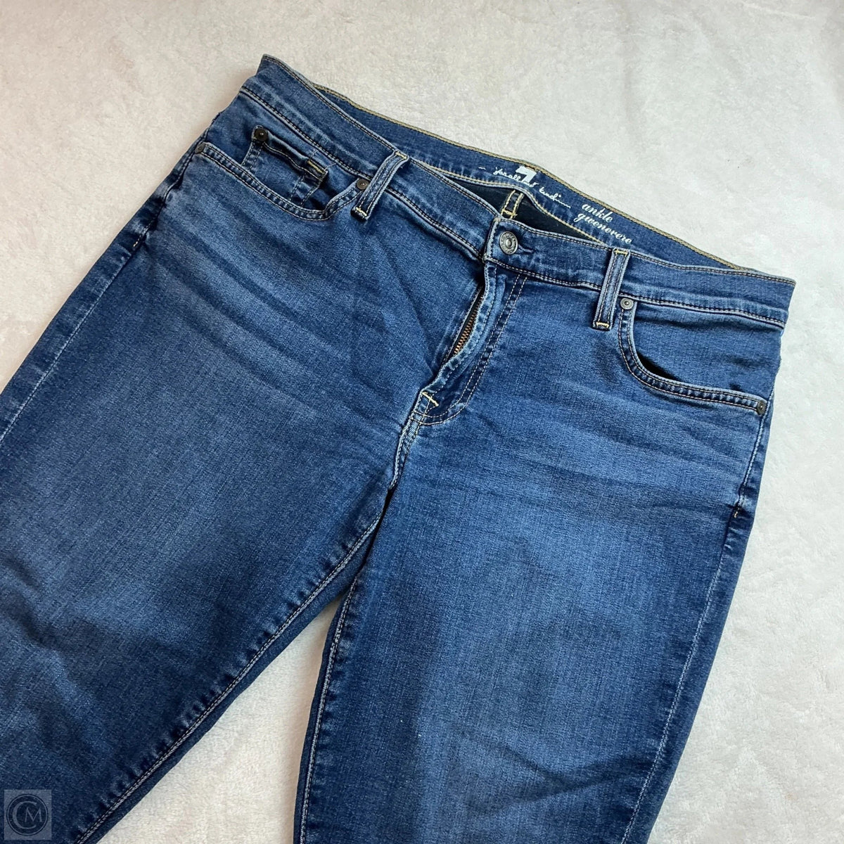 Jeans Skinny By 7 For All Mankind In Blue Denim, Size: 10