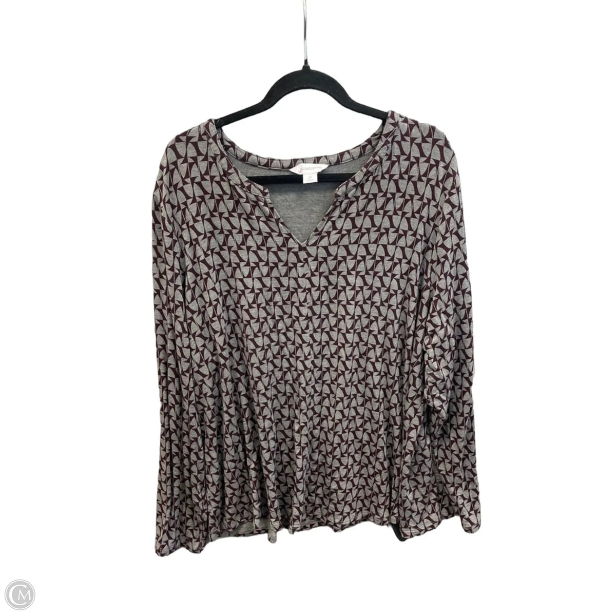 Top Long Sleeve By Liz Claiborne In Grey & Purple, Size: 2x