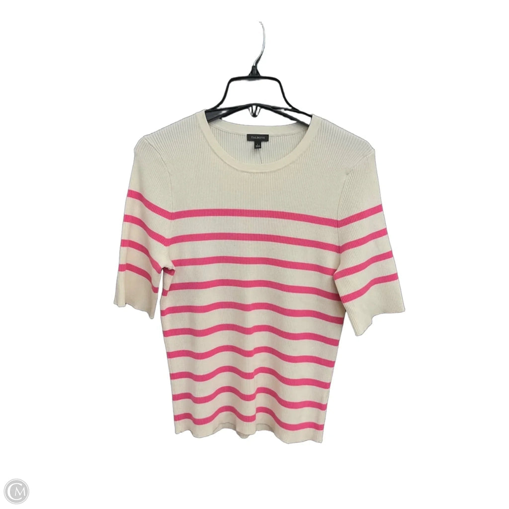 Top Short Sleeve By Talbots In Cream & Pink, Size: L