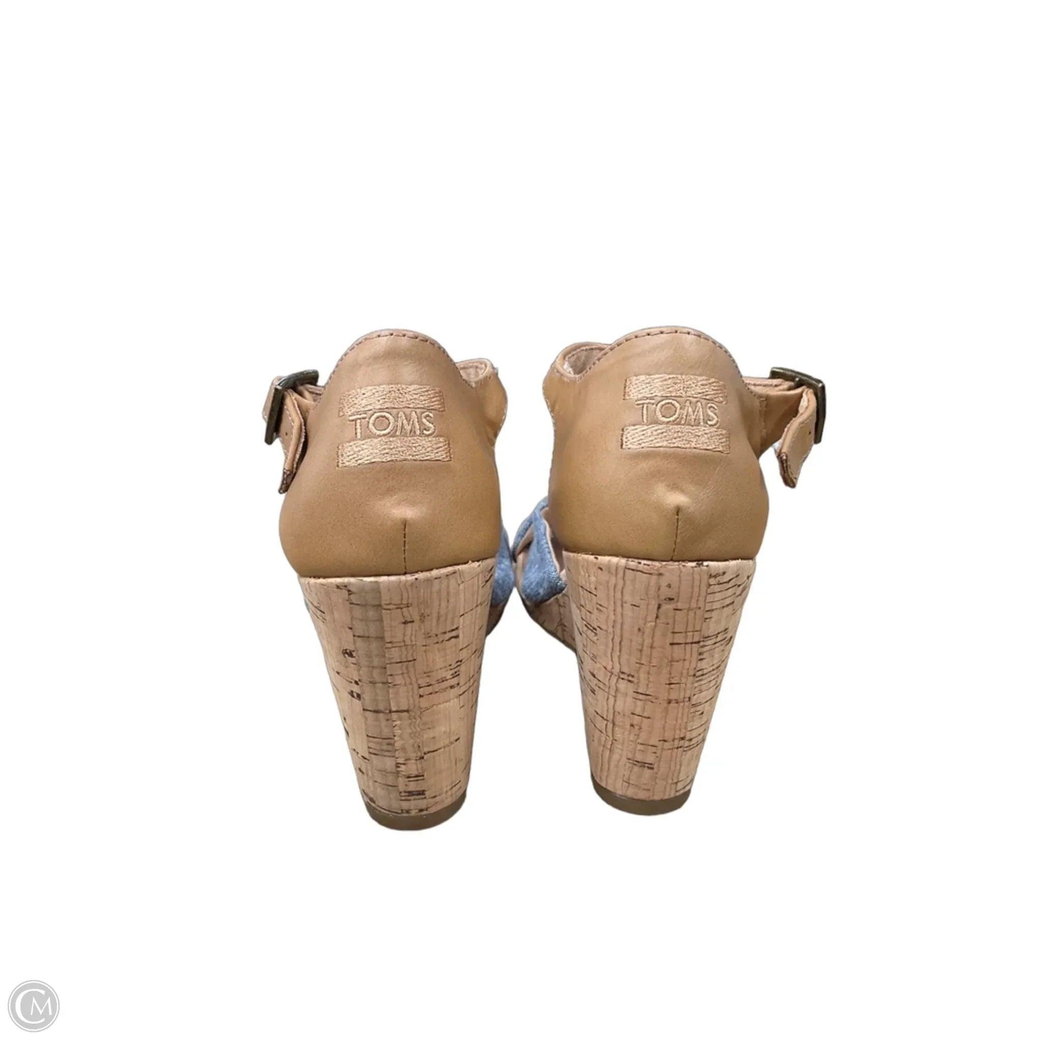 Sandals Heels Wedge By Toms In Blue & Tan, Size: 10