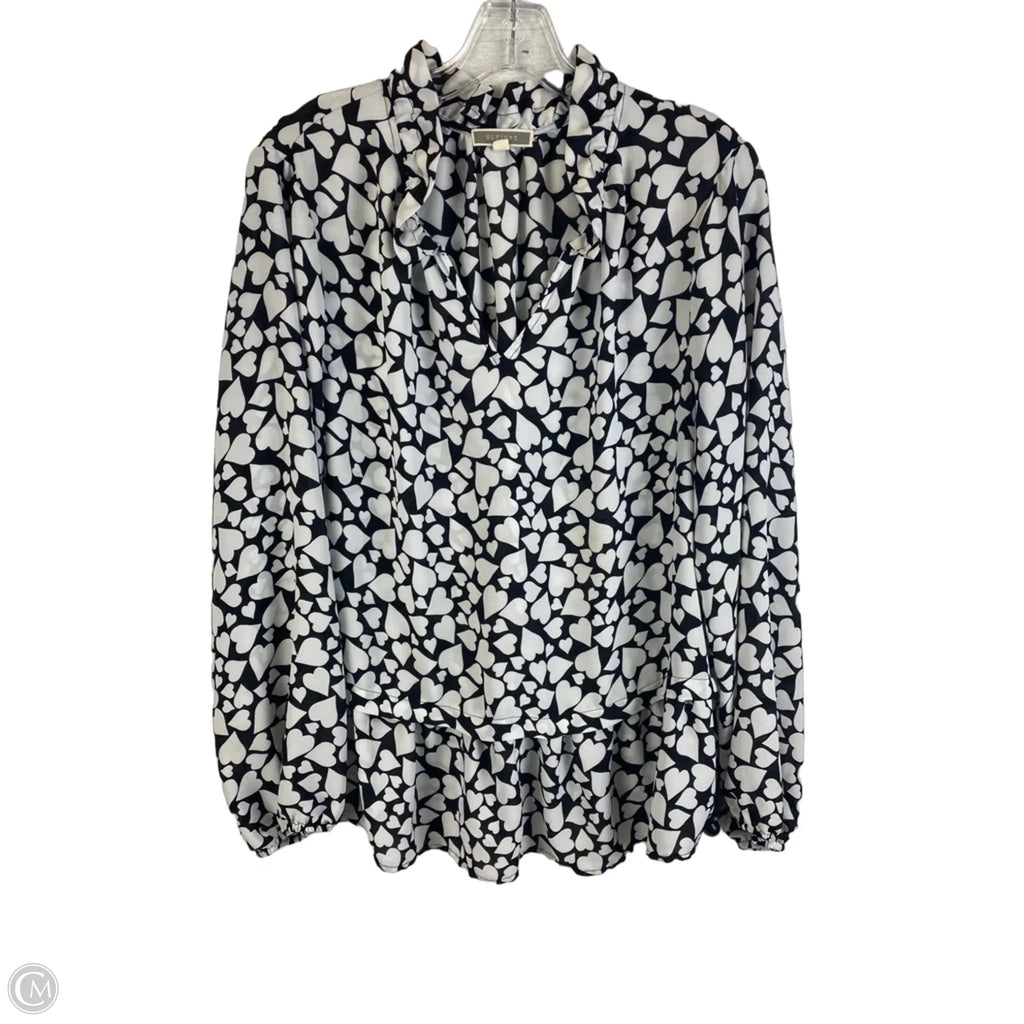 Top Long Sleeve By Pleione In Black & White, Size: Xl
