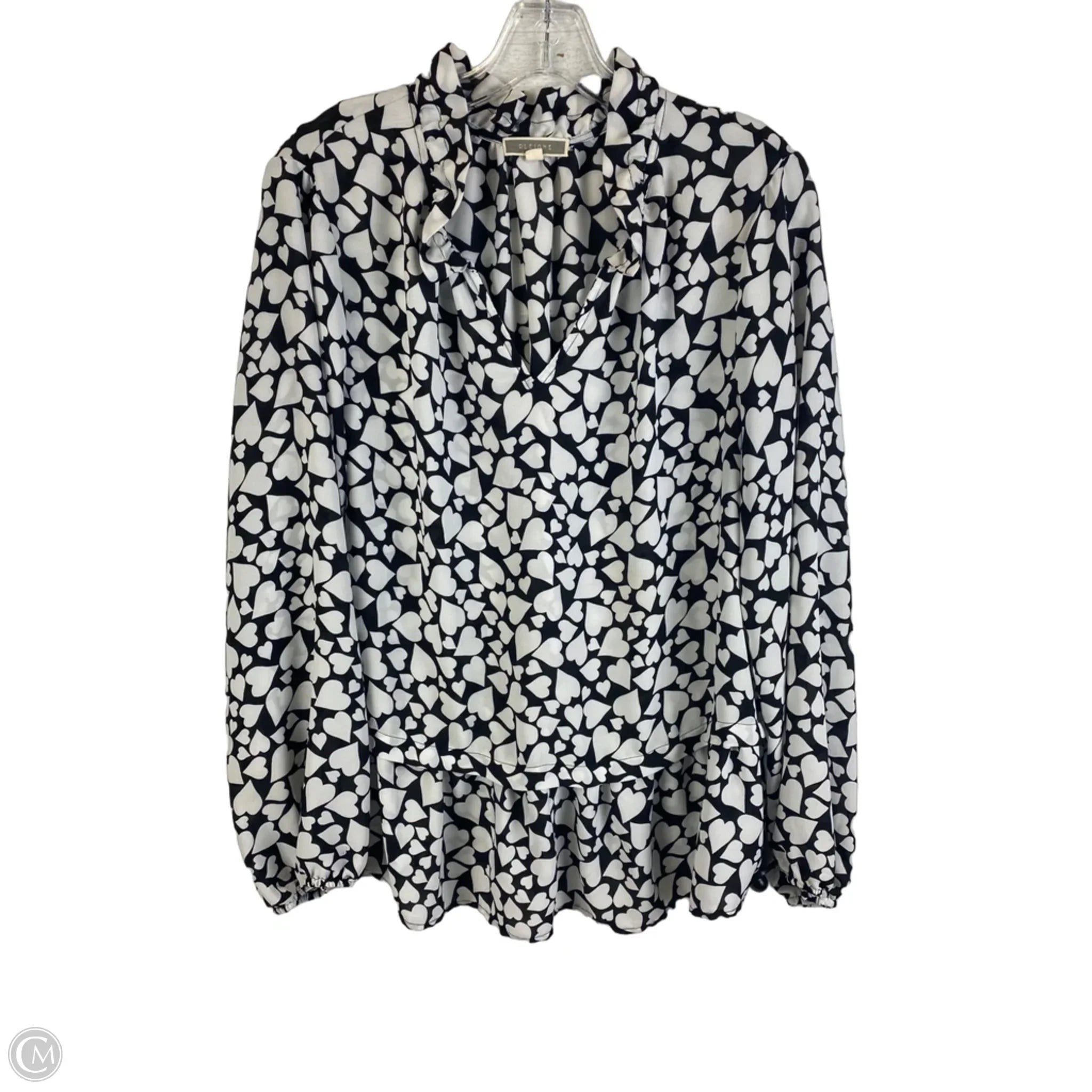 Top Long Sleeve By Pleione In Black & White, Size: Xl
