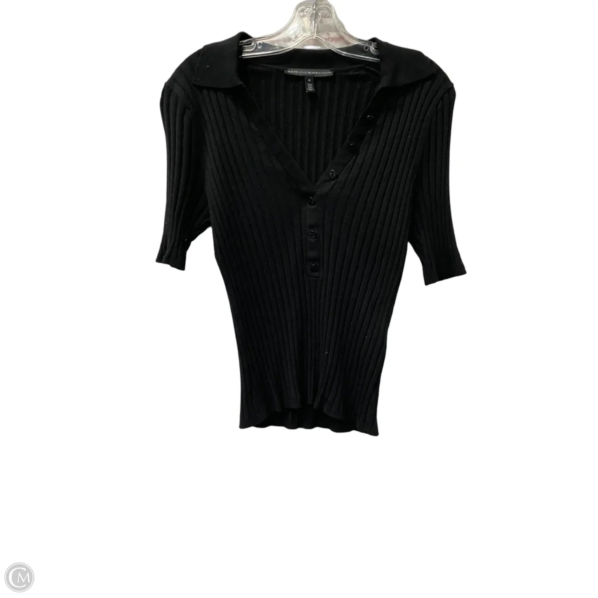 Top Short Sleeve By White House Black Market In Black, Size: M