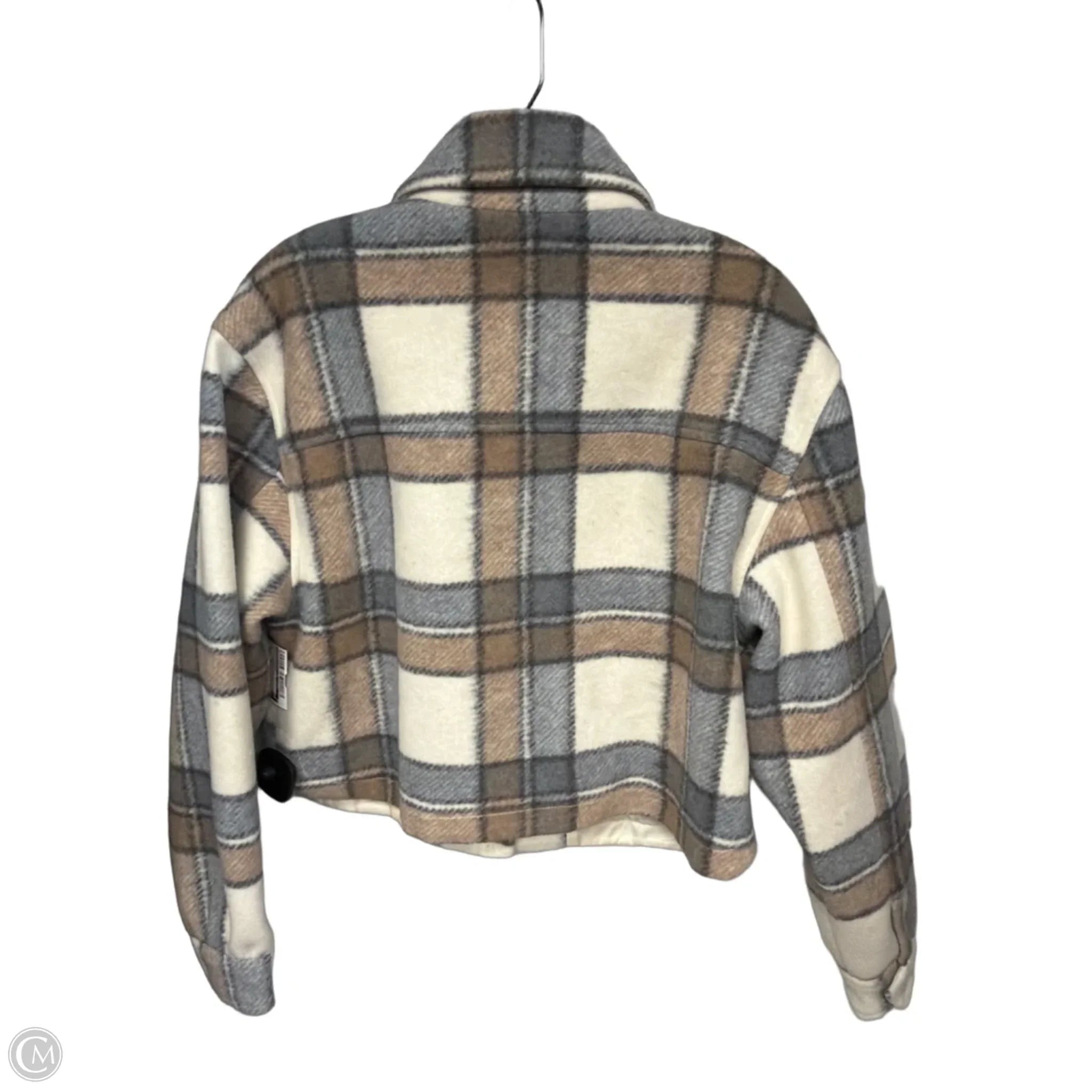 Jacket Fleece By Abercrombie And Fitch In Blue & Cream, Size: M