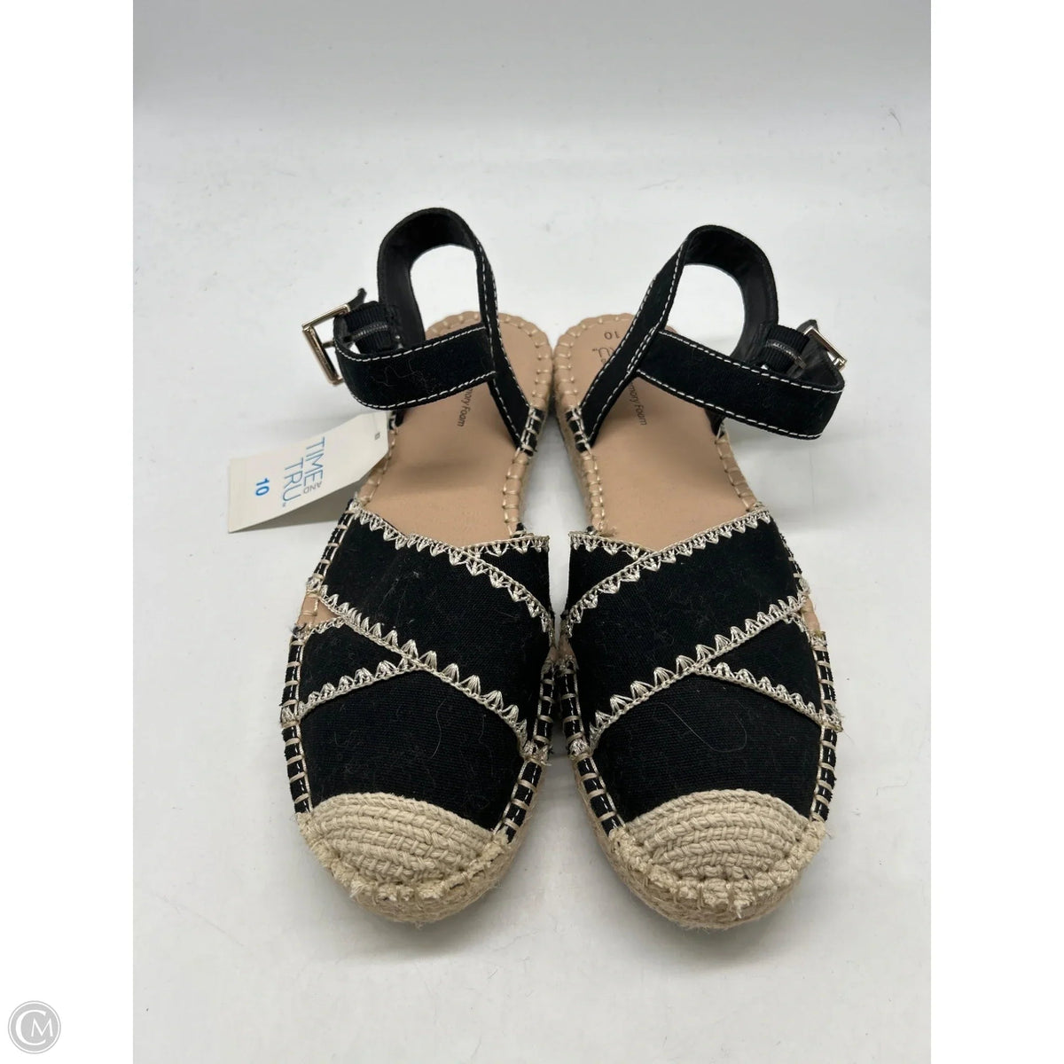 Sandals Flats By Time And Tru In Black, Size: 10