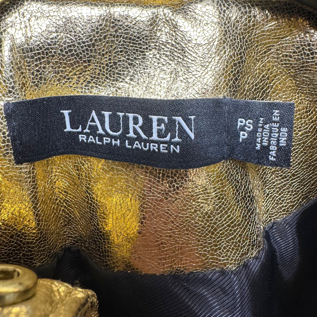Lamb Leather Jacket By Ralph Lauren Black Label In Gold, Size: Sp