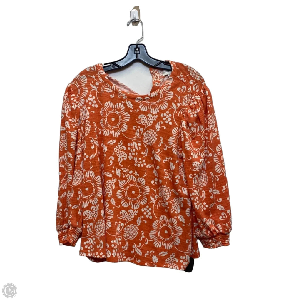 Top 3/4 Sleeve By Wonderly In Orange & White, Size: Xl