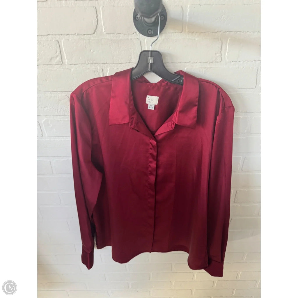 Top Long Sleeve By A New Day In Red, Size: Xl