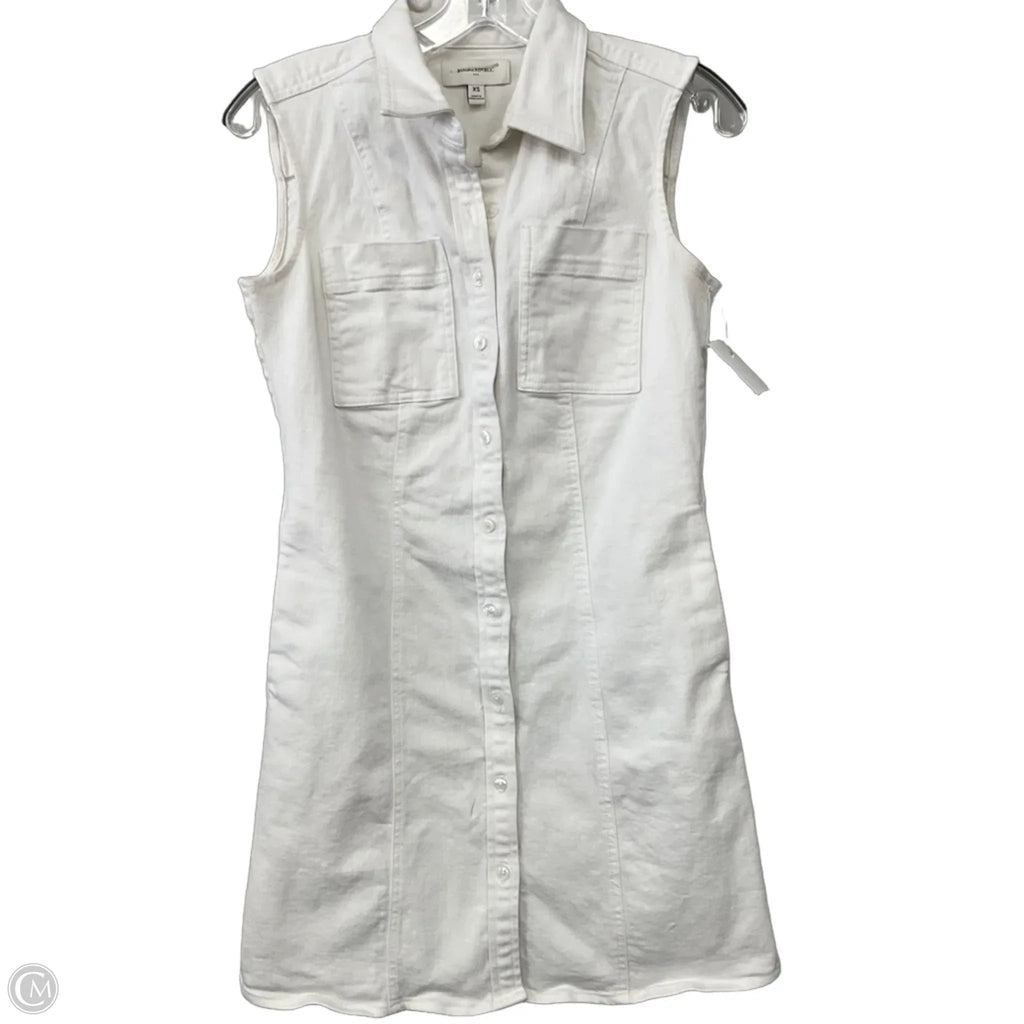Dress Casual Midi By Banana Republic In White Denim, Size: Xs