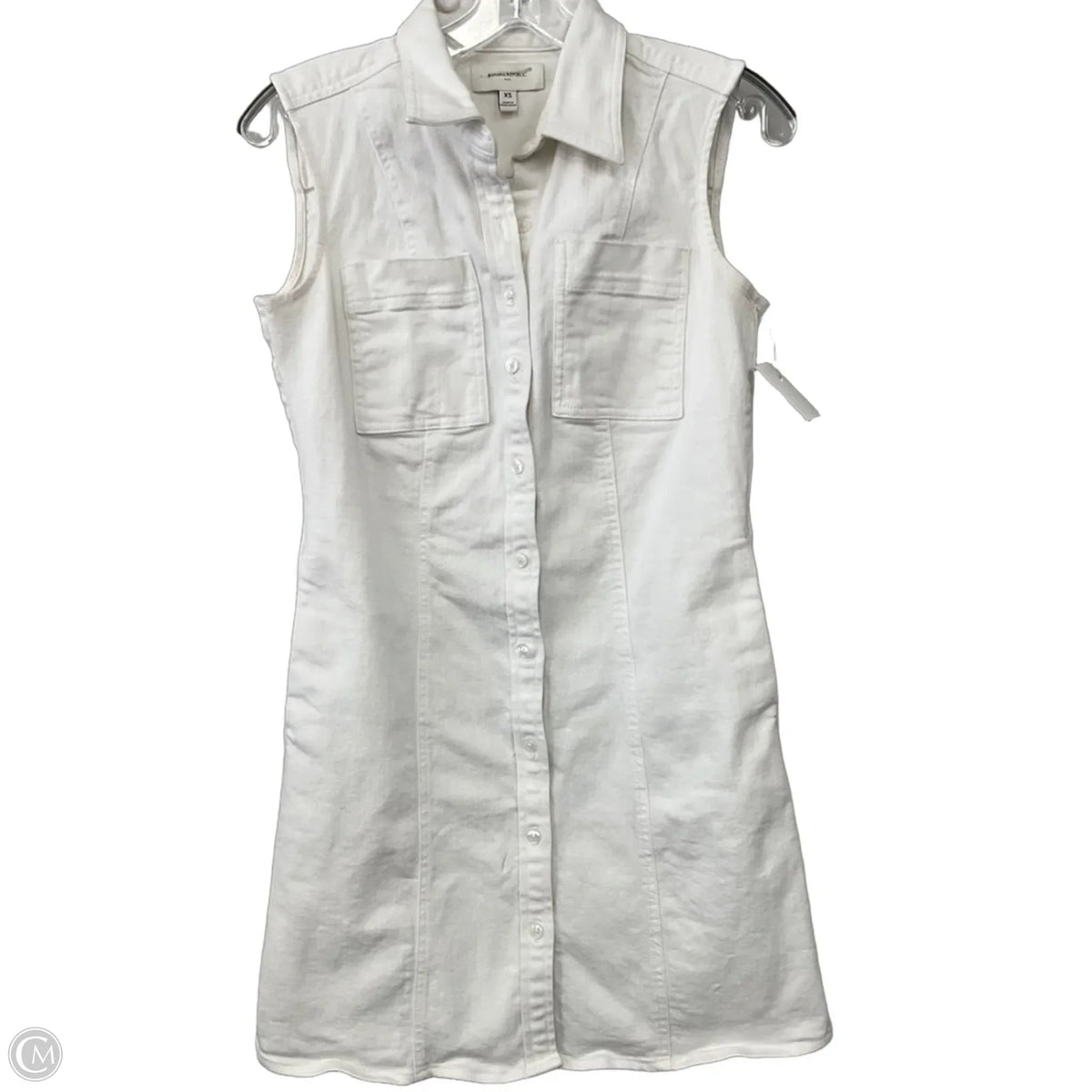 Dress Casual Midi By Banana Republic In White Denim, Size: Xs