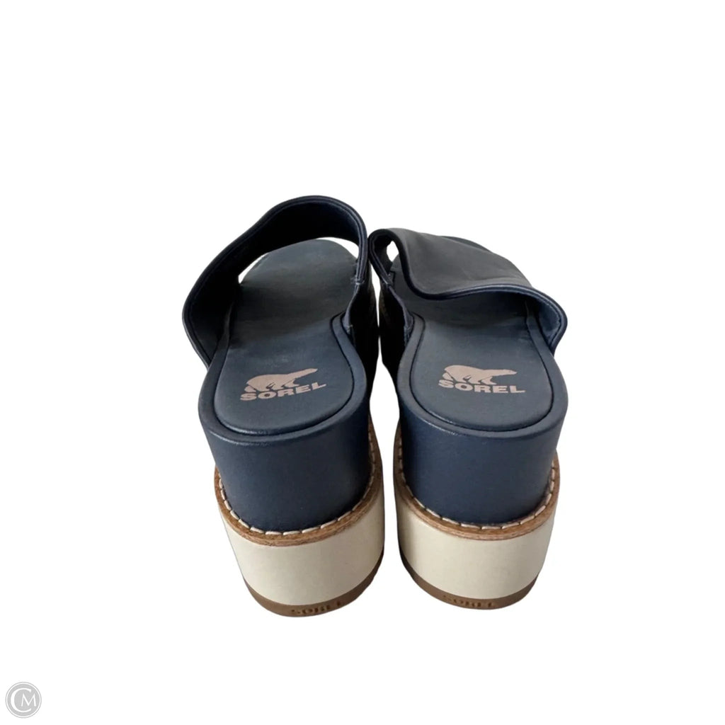 Sandals Heels Wedge By Sorel In Blue, Size: 10.5