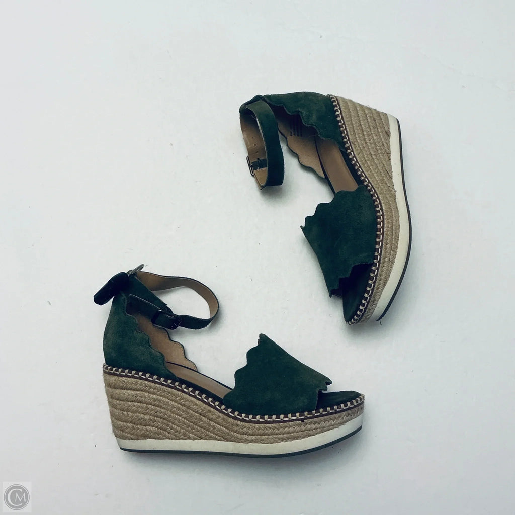 Sandals Heels Wedge By Crown Vintage In Green, Size: 8.5