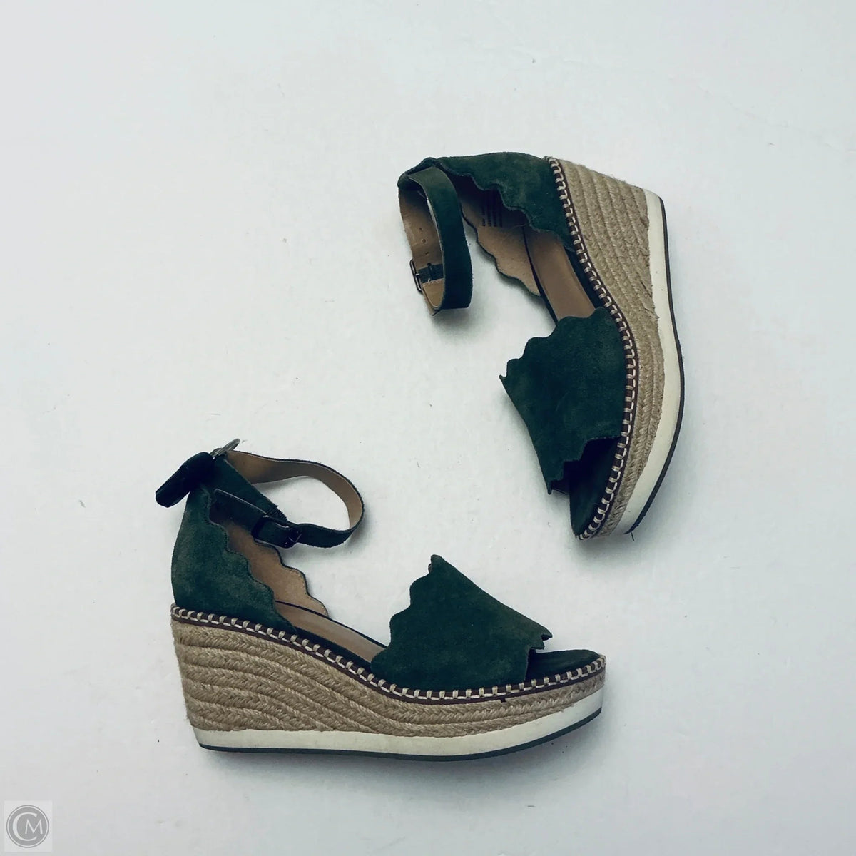 Sandals Heels Wedge By Crown Vintage In Green, Size: 8.5