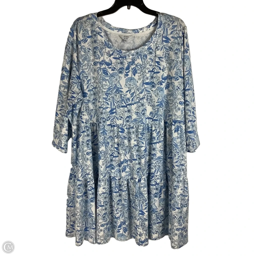 Dress Casual By Crown And Ivy In Blue & White, Size: 2x