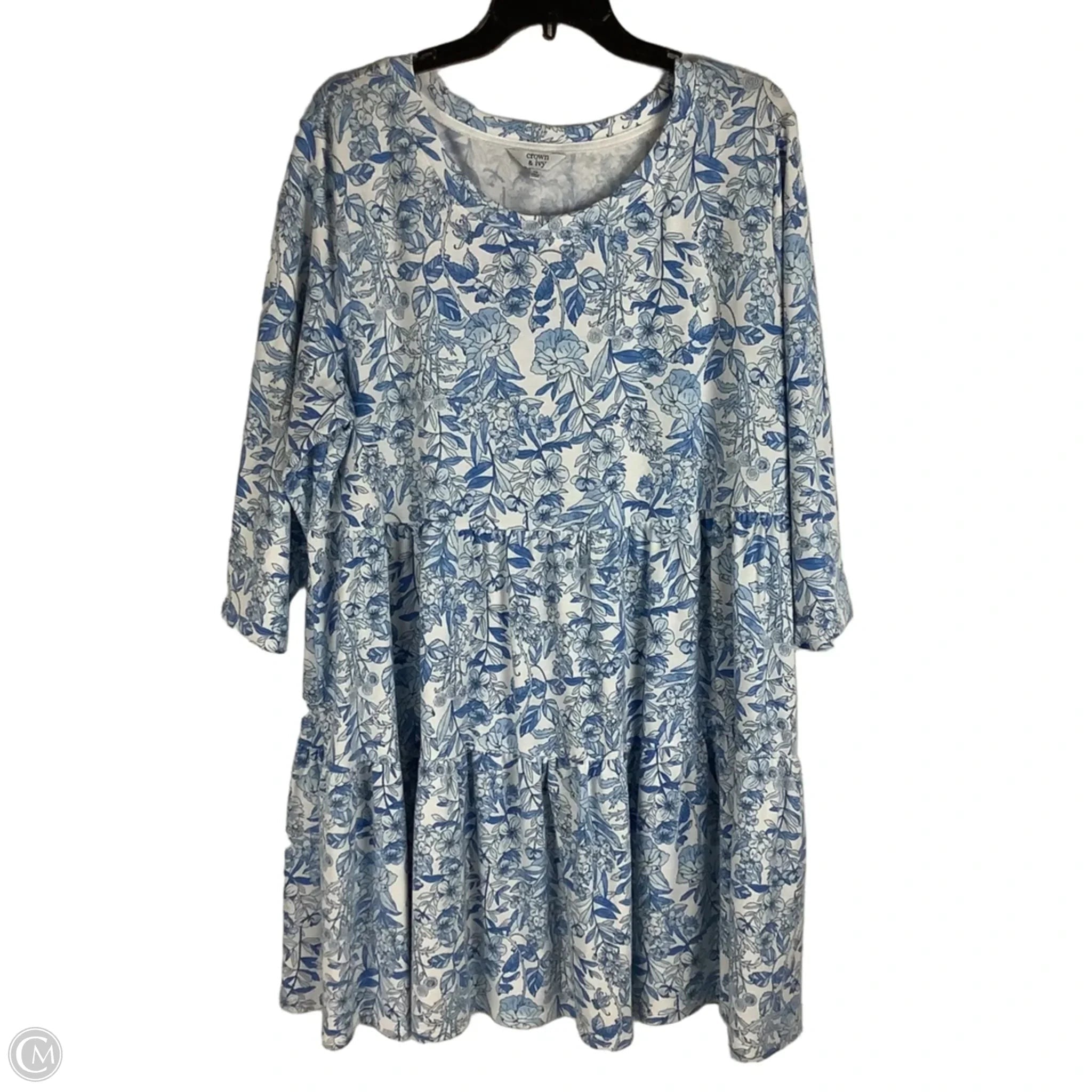 Dress Casual By Crown And Ivy In Blue & White, Size: 2x