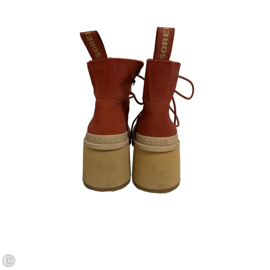 Boots Ankle Heels By Sorel In Orange & Tan, Size: 5.5