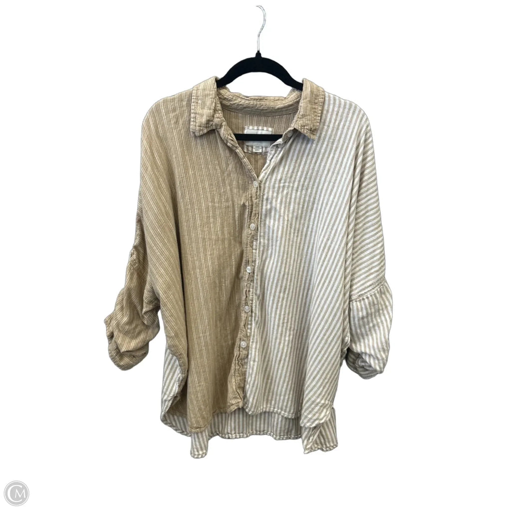 Top Long Sleeve By American Eagle In Tan, Size: M