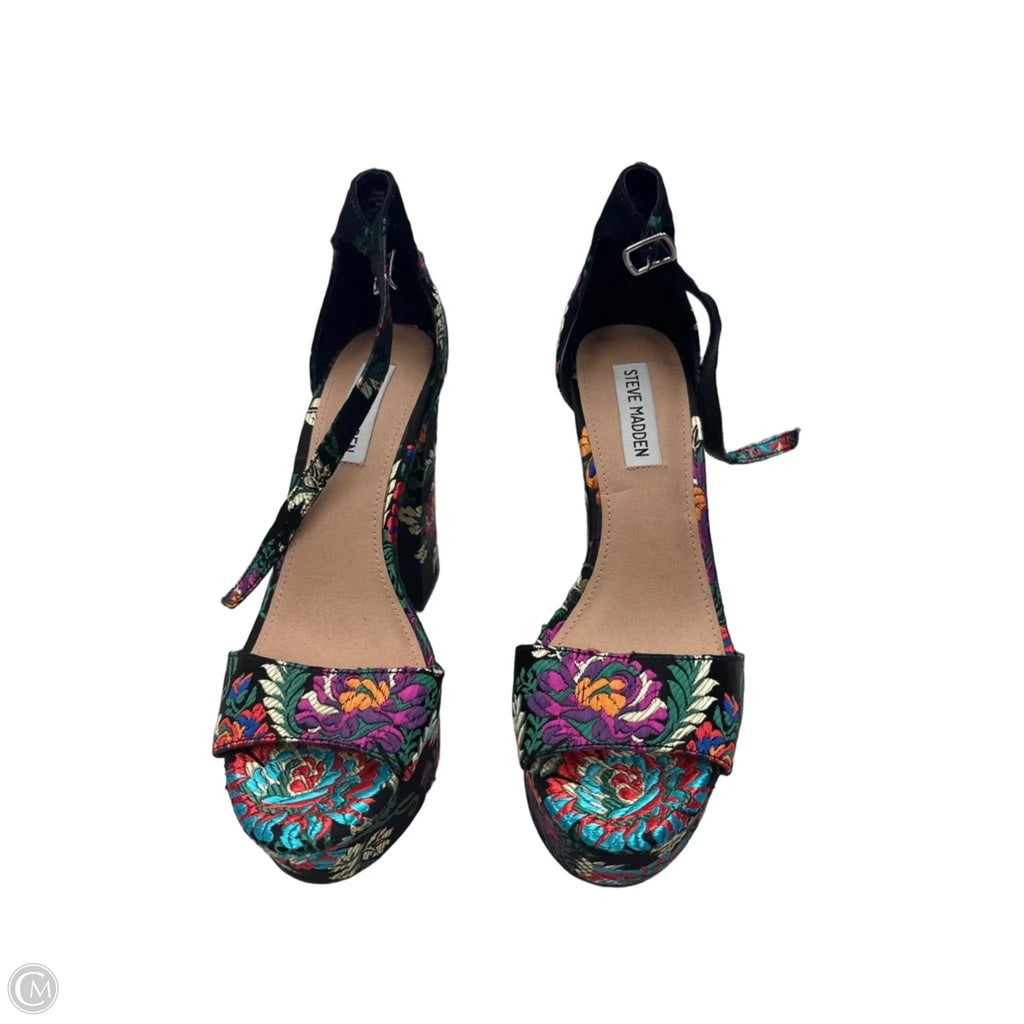 Sandals Heels Block By Steve Madden In Floral Print, Size: 9