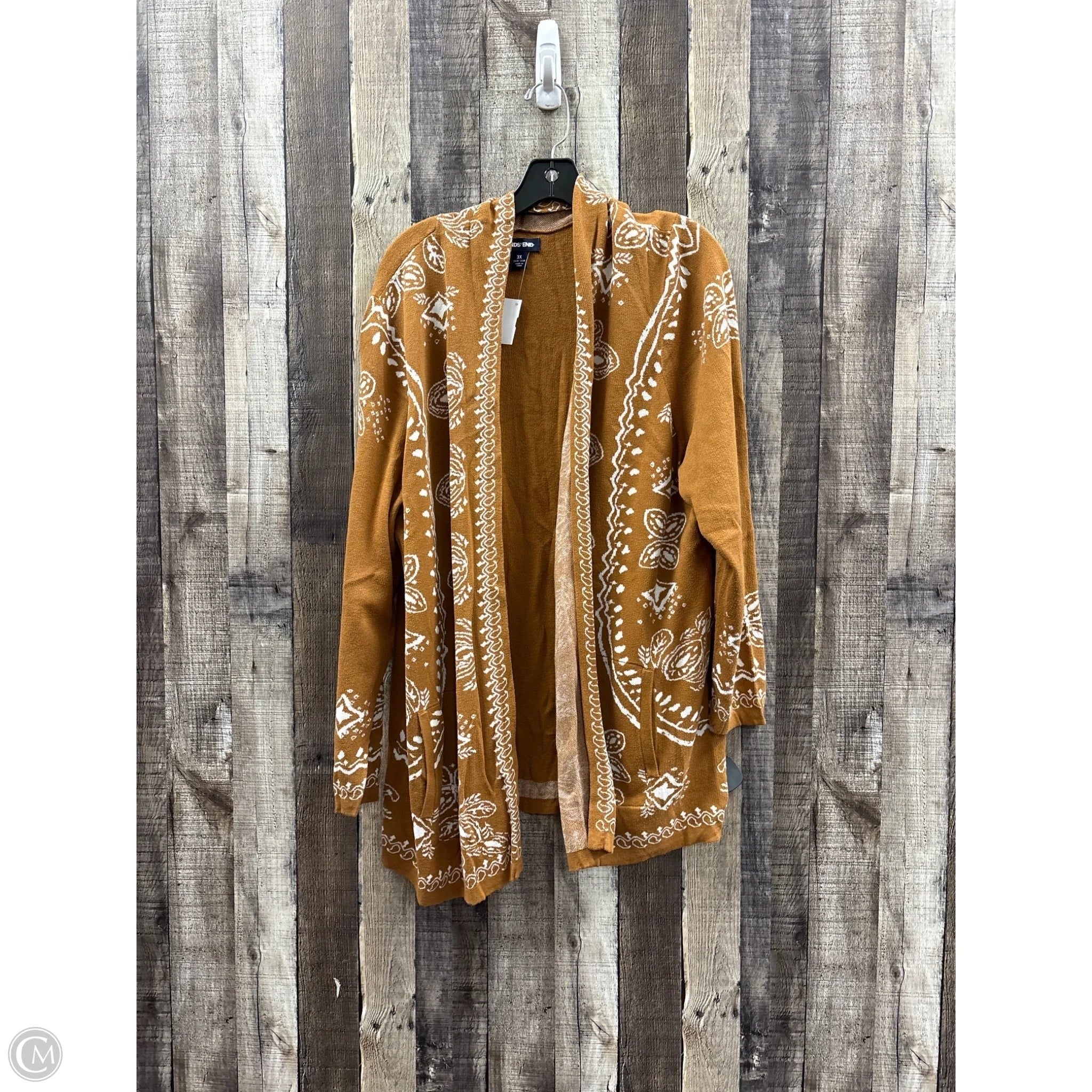 Cardigan By Lands End In Tan & White, Size: 3x