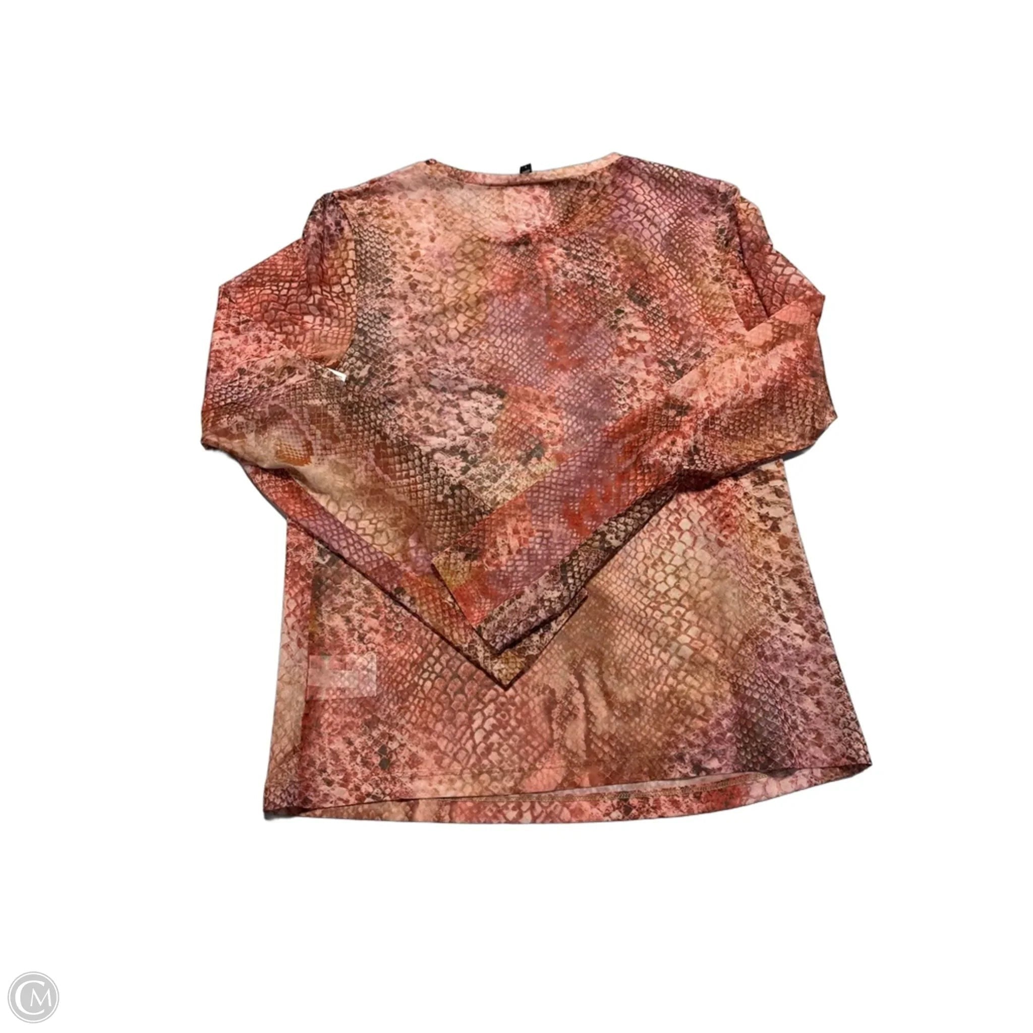 Top Long Sleeve By Express In Snakeskin Print, Size: L