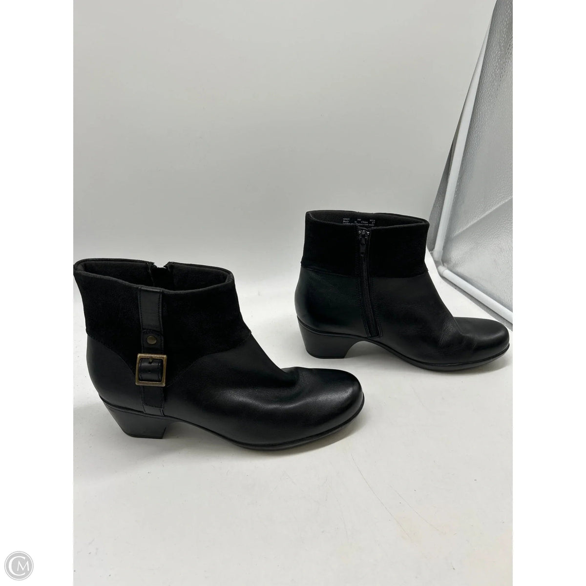Boots Ankle Heels By Clarks In Black, Size: 9