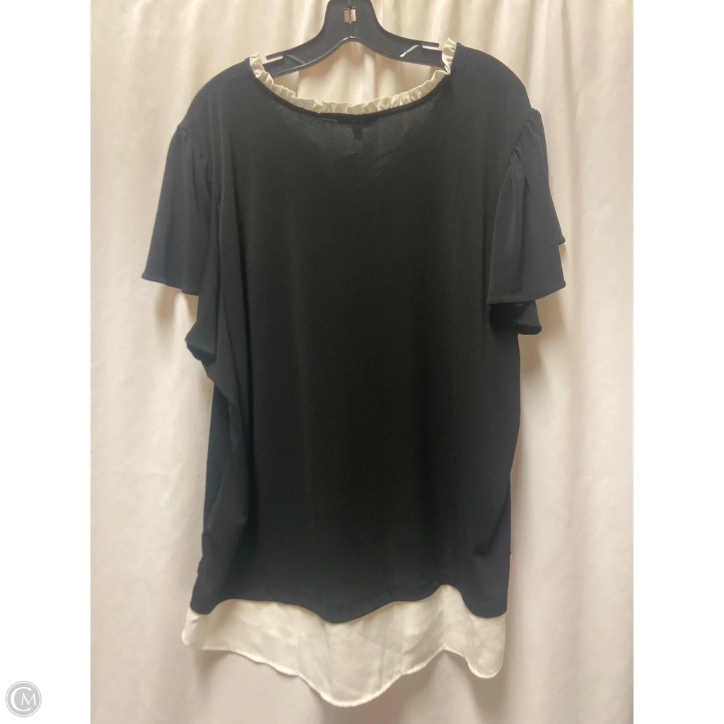Top Short Sleeve By Adrianna Papell In Black & White, Size: 3x