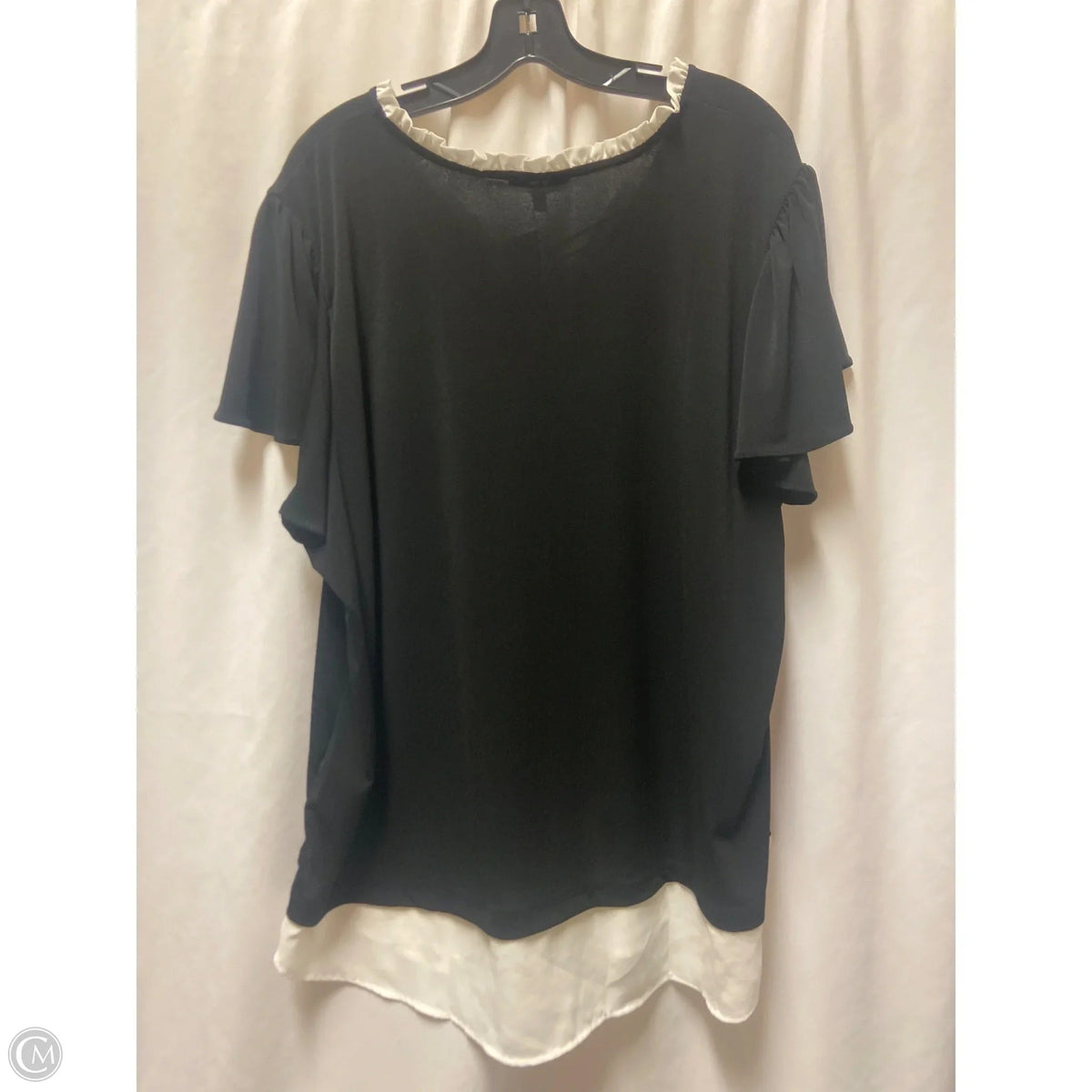 Top Short Sleeve By Adrianna Papell In Black & White, Size: 3x
