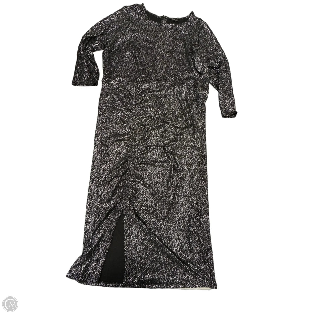 Dress Casual Midi By Lane Bryant In Black & Silver, Size: 1x