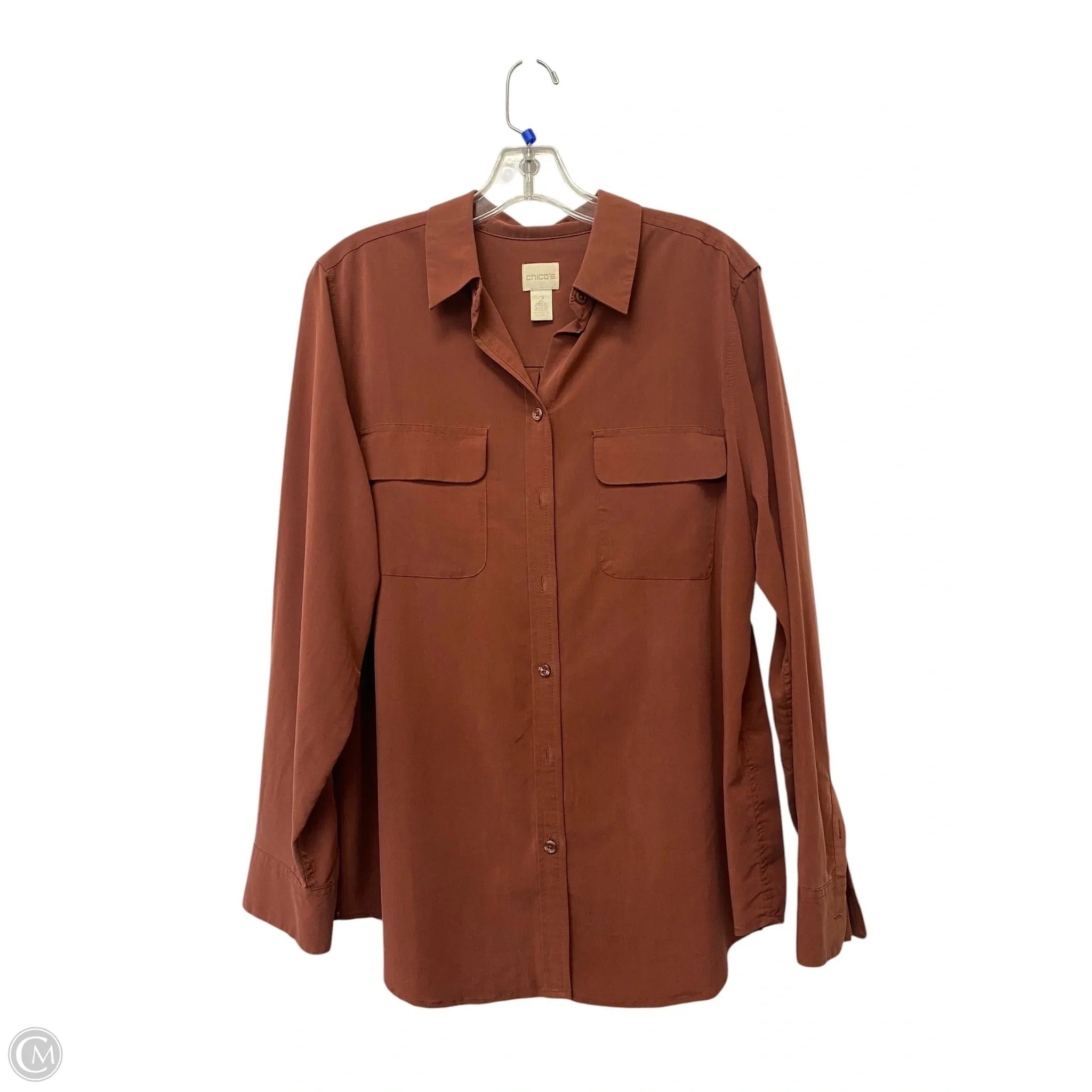 Top Long Sleeve By Chicos In Brown, Size: 2