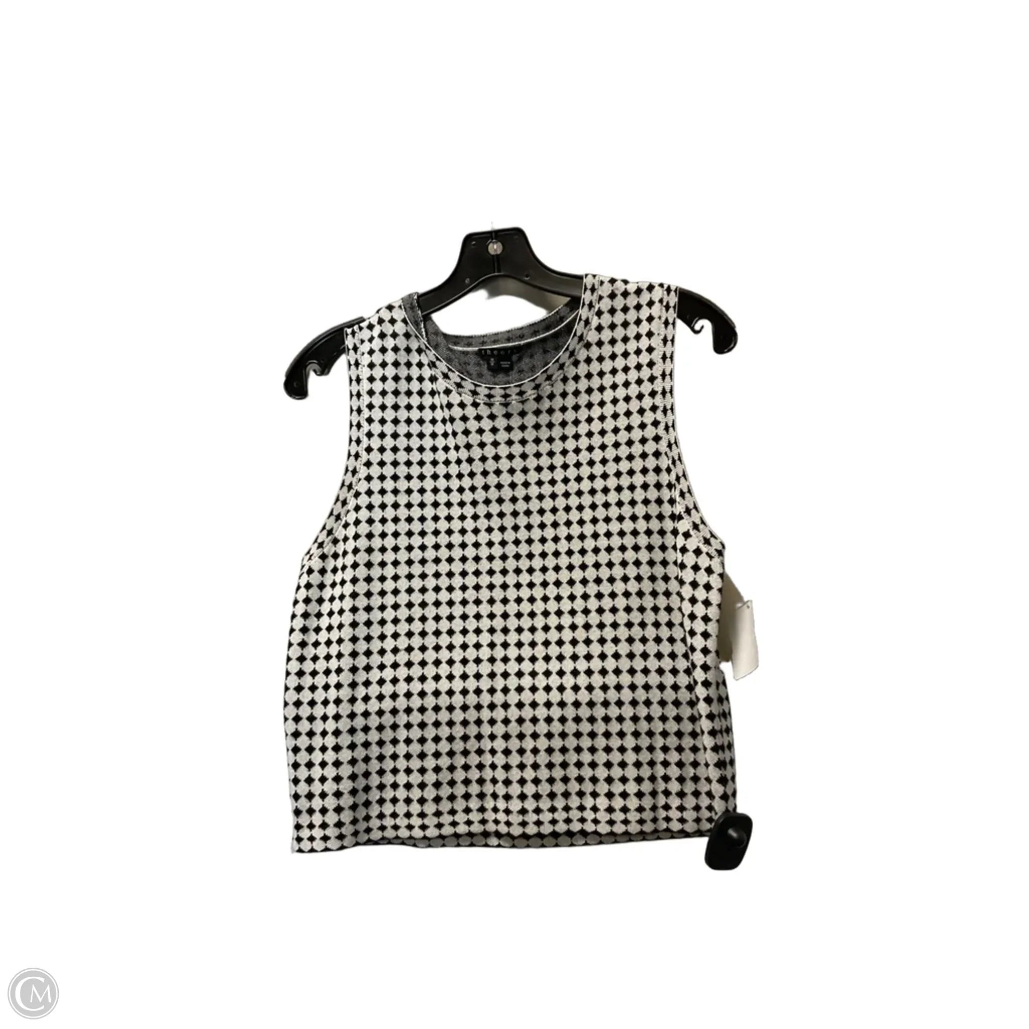 Top Sleeveless By Theory In Black & White, Size: M