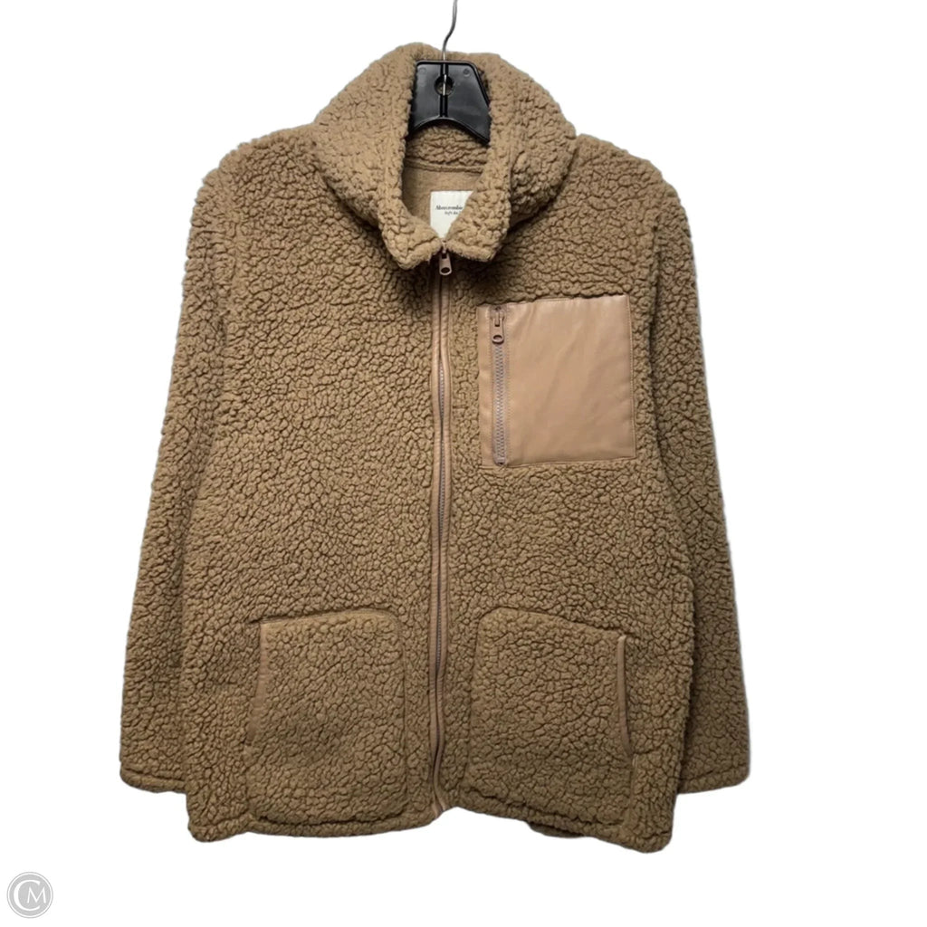 Jacket Fleece By Abercrombie And Fitch In Tan, Size: M