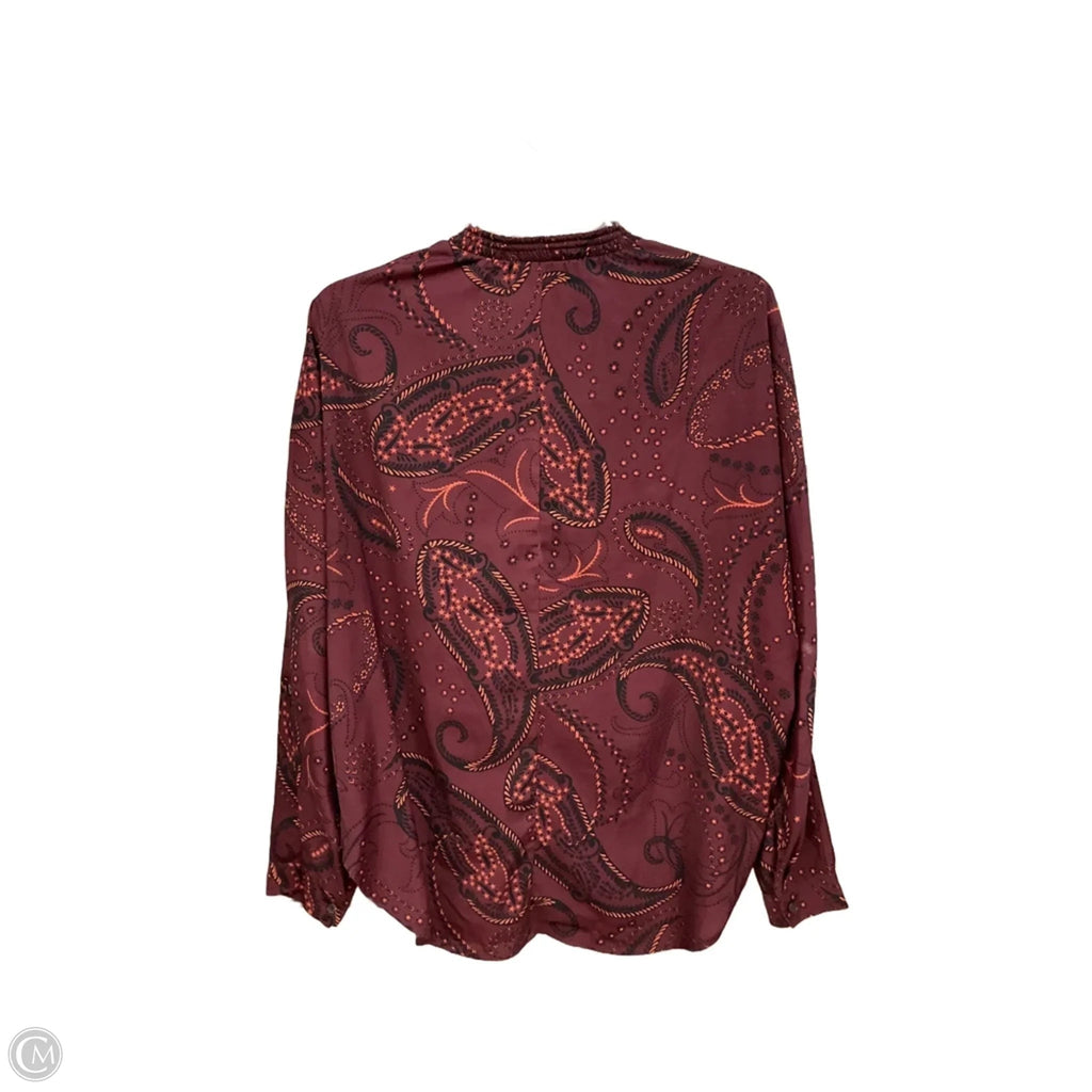 Blouse Long Sleeve By Abercrombie And Fitch In Maroon, Size: S
