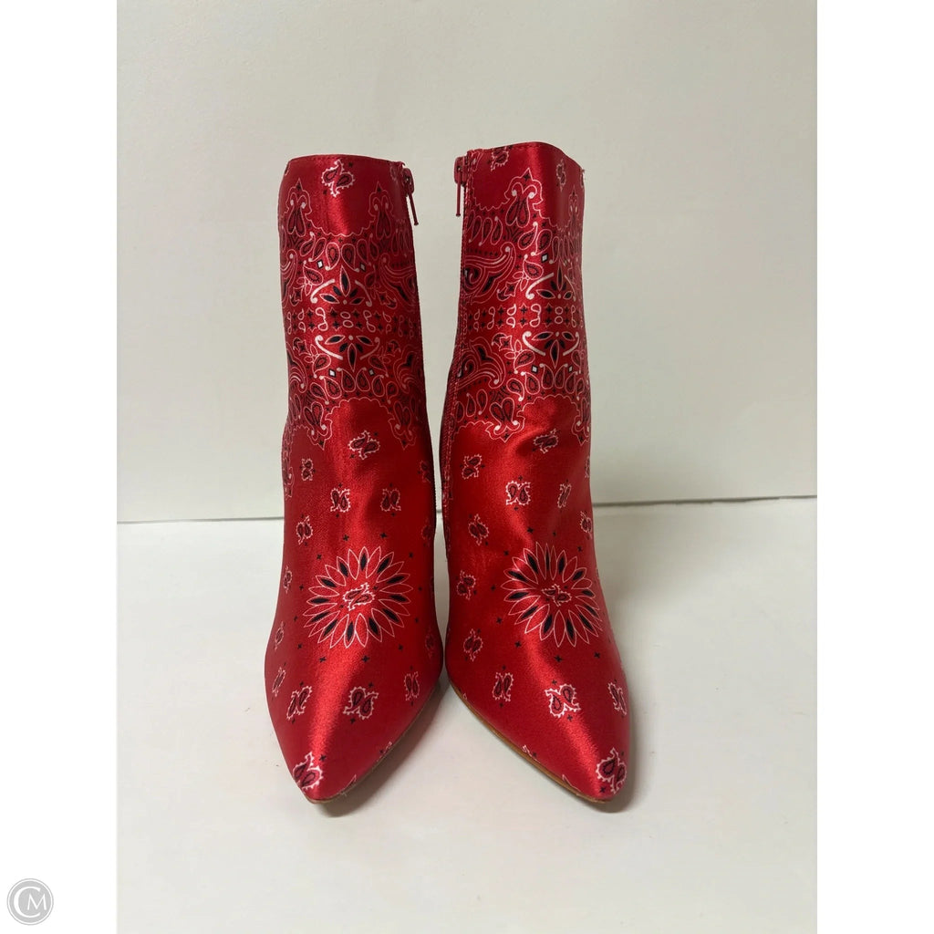 Boots Ankle Heels By Clothes Mentor In Red, Size: 9