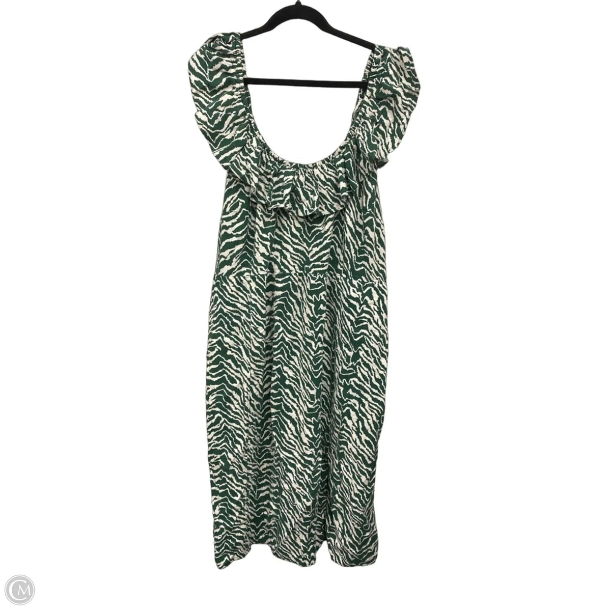 Dress Casual Short By Ava & Viv In Green & White, Size: 2x