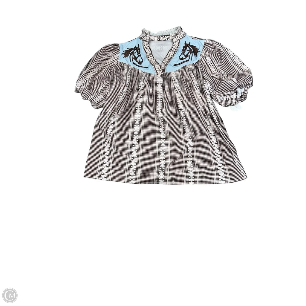 Top Short Sleeve By Cmf In Blue & Brown, Size: S