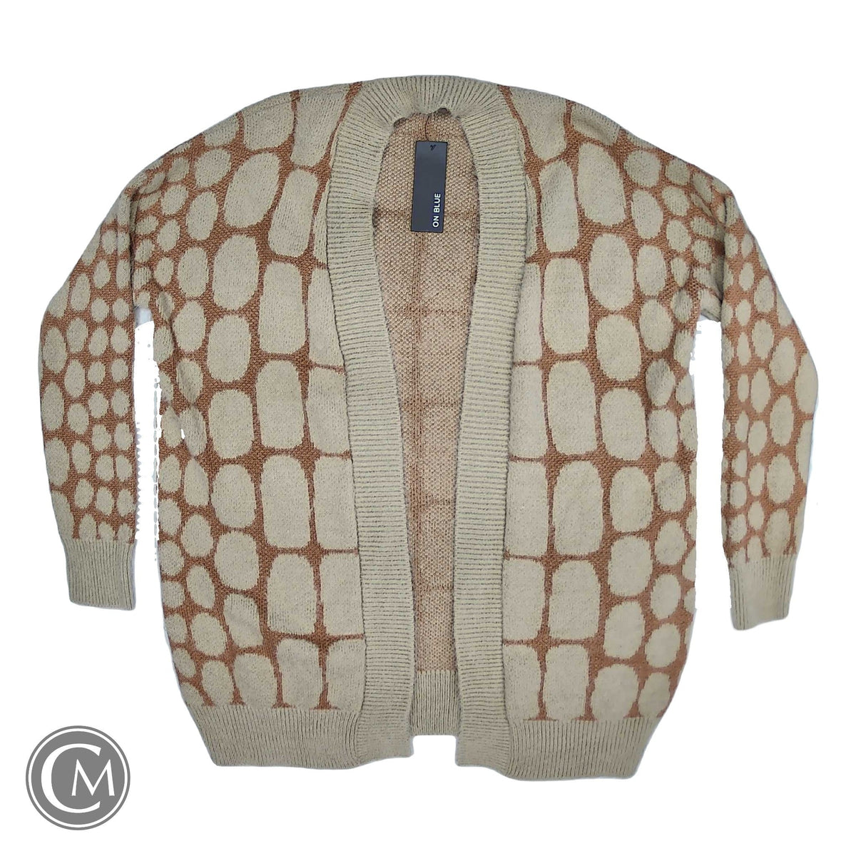 Sweater Cardigan By Clothes Mentor In Orange & Tan, Size: L