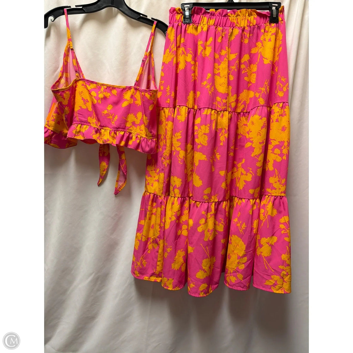 Skirt Set 2pc By Shein In Orange & Pink, Size: L